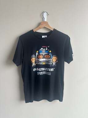 A Bathing Ape Baby Milo x Ghostbusters Ecto-1 Graphic T-Shirt Black Size L